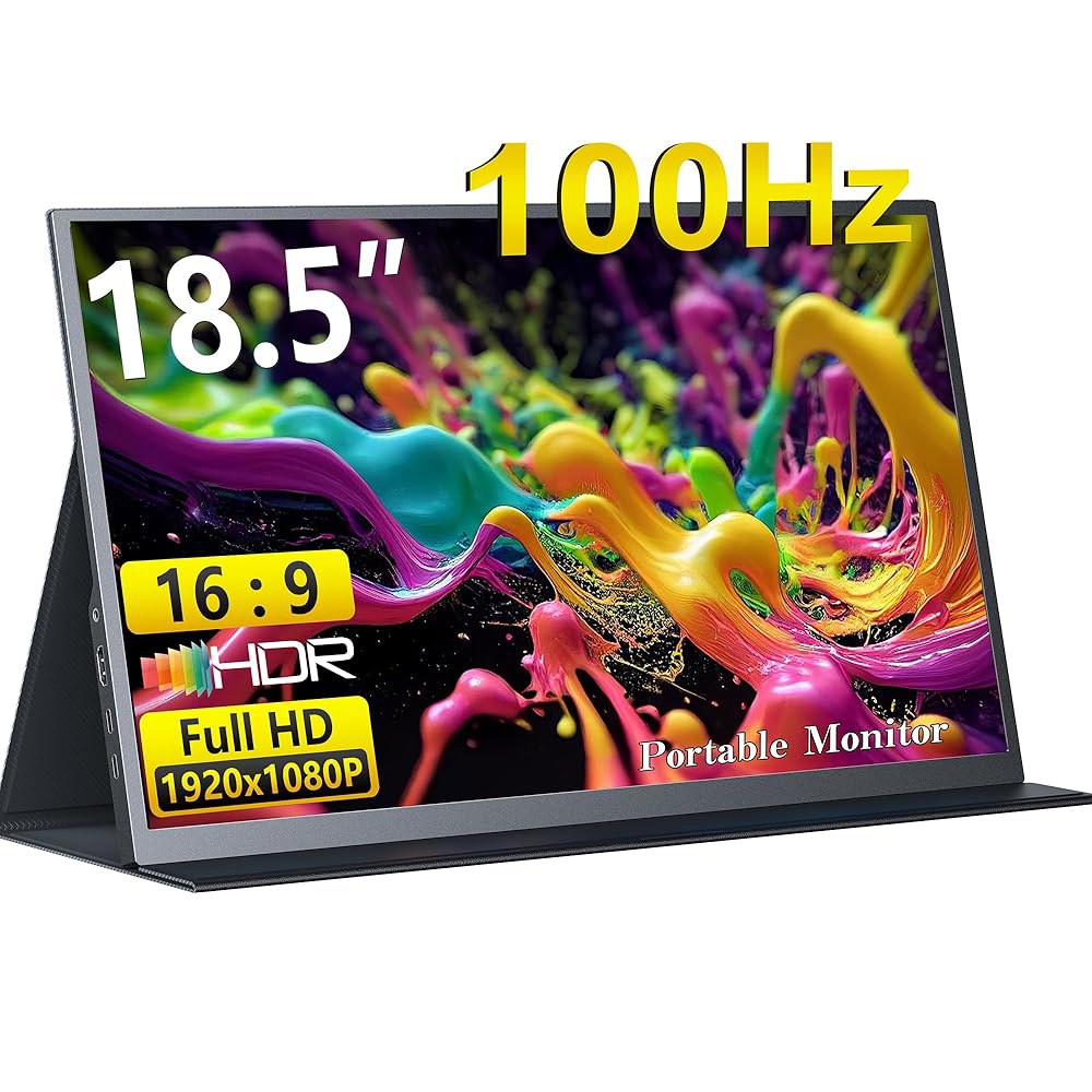MAGICRAVEN 18.5인치 휴대용 디스플레이, 1080P 노트북 모니터, PC 스위치용 게이밍 스마트 익스텐더 있는 세컨드 Xbox 커버가 대형 스피커 스크린, 100Hz - 상품 이미지