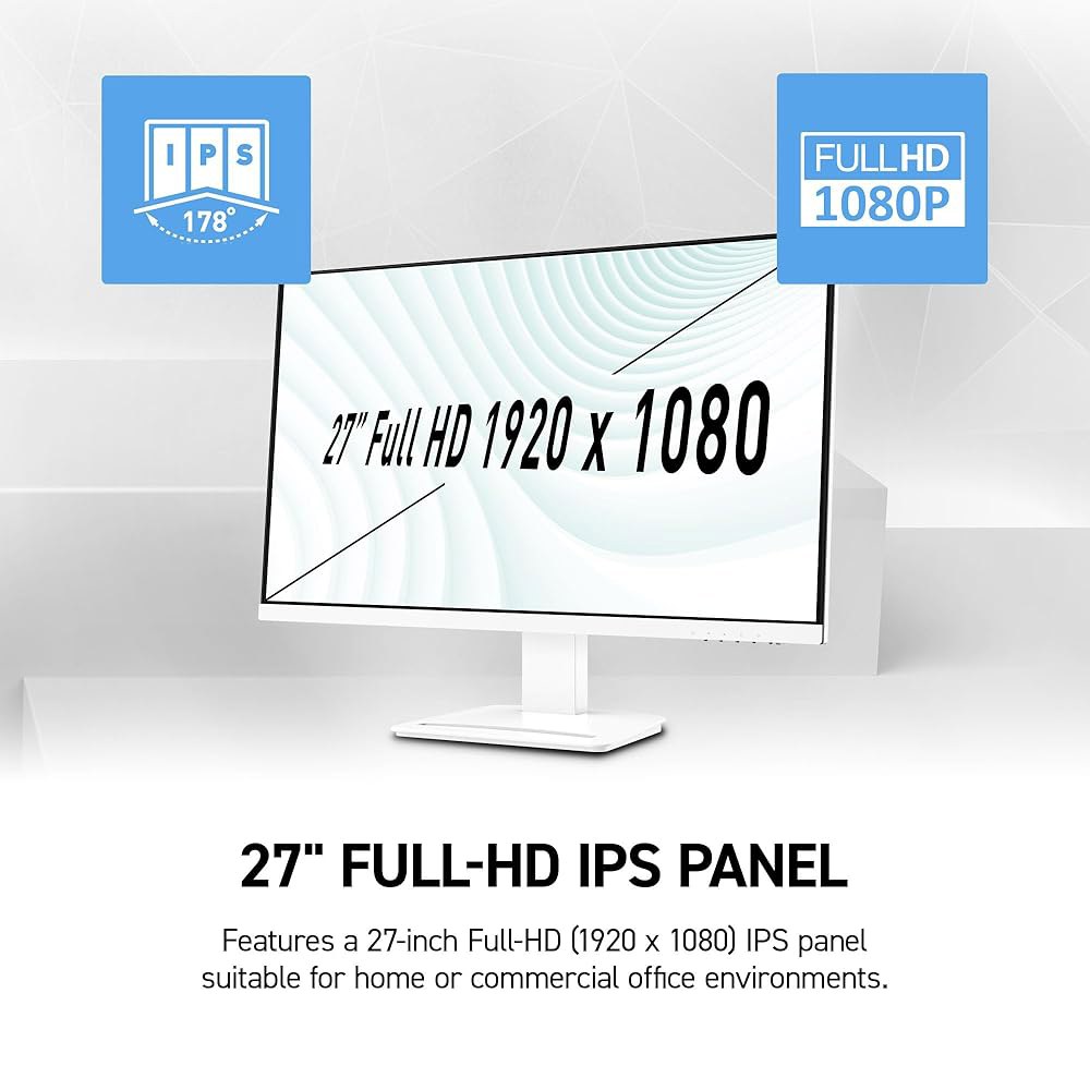 msi PRO MP273W E14A 27인치 포트, x HDMI, VGA 화이트 오피스 가능, 디스플레이포트, VESA 1ms, IPS 장착 스피커, 1080(FHD) 프리싱크, - 상세 이미지 2