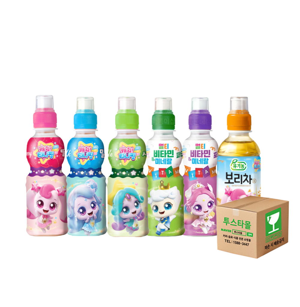 캐치 티니핑 밀크 딸기 사과 보리차 비타민 미네랄 포도 파인 각3씩 200ml x 18개 - 상품 이미지