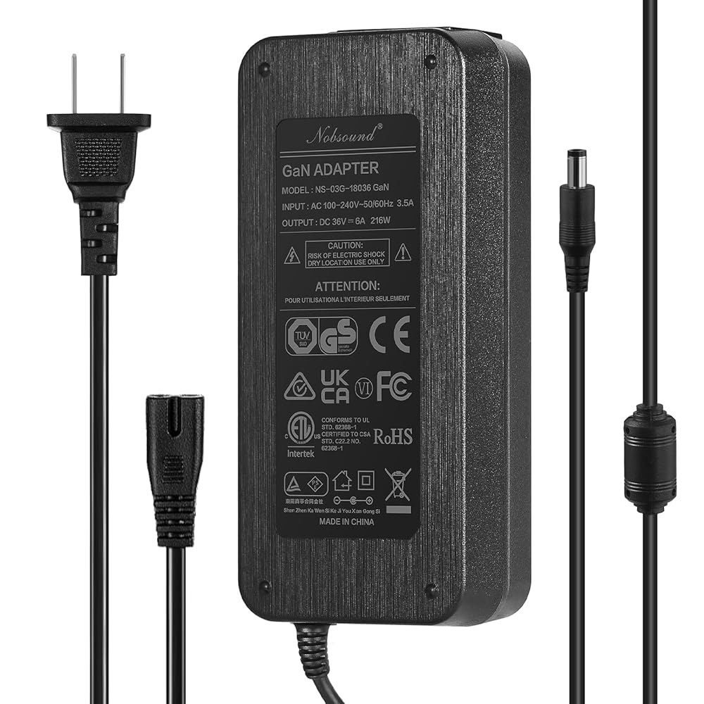 Nobsound 36V 6A 전원 공급 프린터, 고효율 LED AC 장치 앰프, 스트립 액티브 스피커, 100-240V 조명, 3D GaN 어댑터 입력용 216W - 상품 이미지