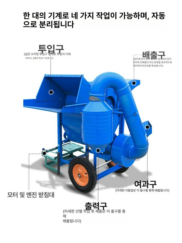 농업용 탈곡기 분리기 참깨 선별기 타작기 옥수수 곡식 바퀴 포함 신형 다기능 60 - 상세 이미지 5