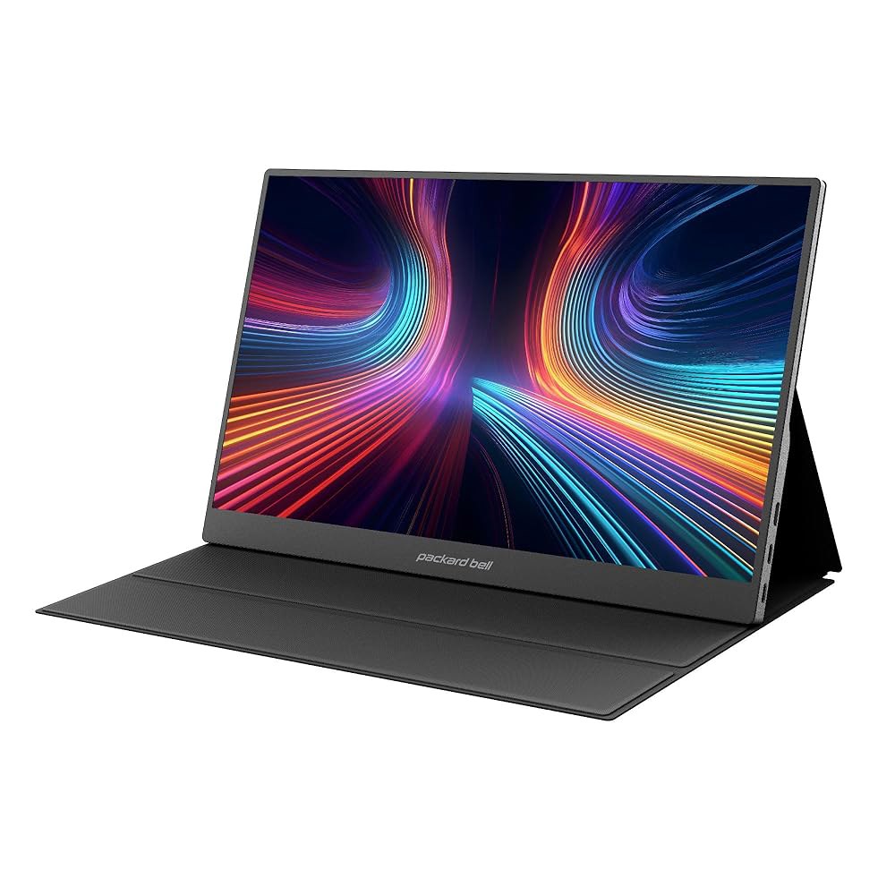 Packard Bell 15.6인치 휴대용 FHD 스피커, 이상적인 HDR, 플레이가 휴대폰 앤 디스플레이 및 HDMI, 있는 외부 노트북, 울트라 플러그 맥에 슬림 - 모니터 - 상품 이미지