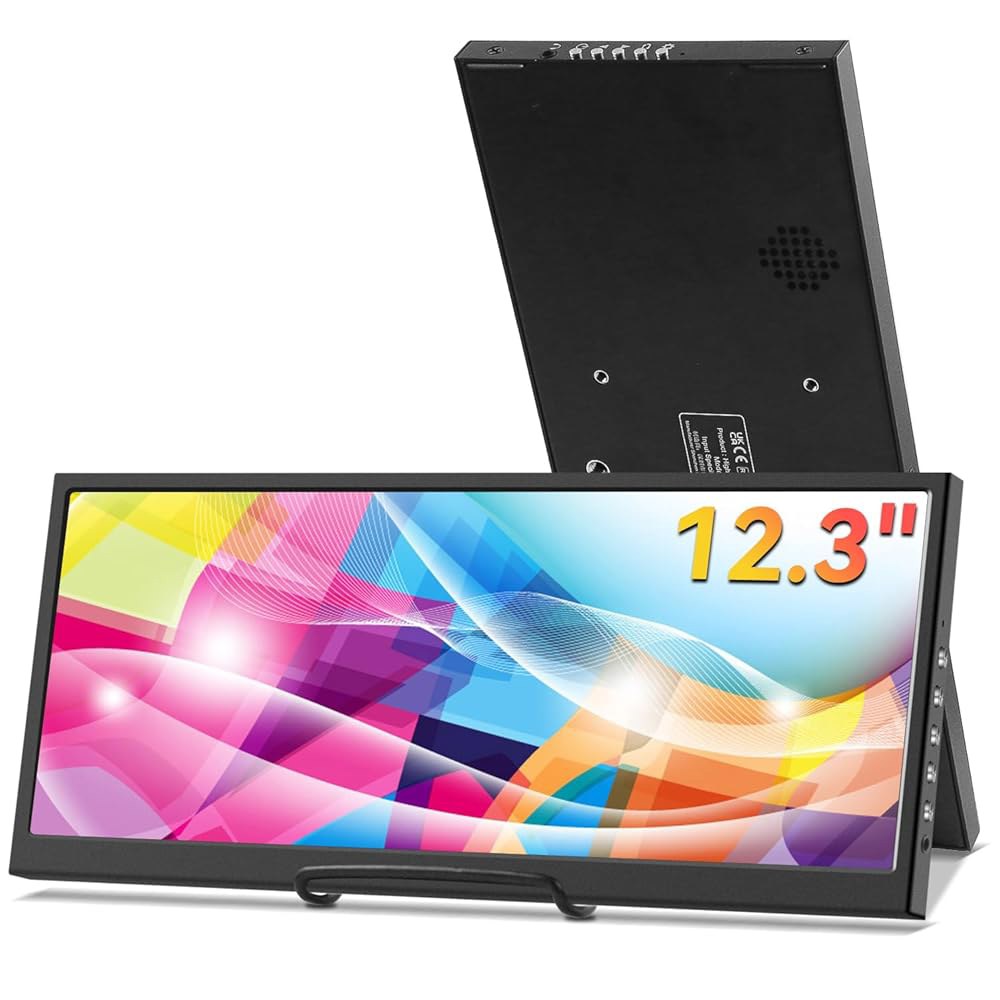12.3인치 보조 모니터, IPS 스트레치 스피커 LCD CPU Aida64 금속 윈도우 내장 디스플레이 RAM 소재, 720 컴퓨터 여행용 1920 미니 GPU 노트북 HDMI - 상품 이미지