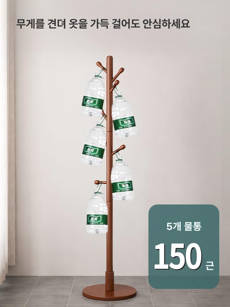 스탠드 옷걸이 다용도 옷가게 철제 바퀴형 이동식 매장용 월넛 삼각대+8개 둥근 후크 - 상세 이미지 4