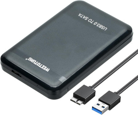 2.5인치 SSD HDD 외장 하드 드라이브 인클로저 - WEETOTUNG USB3.0 5Gbps 툴 프리 케이스 SATA용 UASP 지원 호환되는 7mm/PS5/Xbox