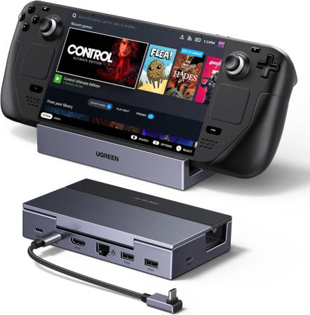 Ugreen Group Limited [해외]UGREEN 스팀 덱 도크 6-in-1 4K@120Hz HDMI 2.1 100W PD USB-A 및 USB C 3.0 기가비트 이더넷 Rog Xbox Ally 2025용 R