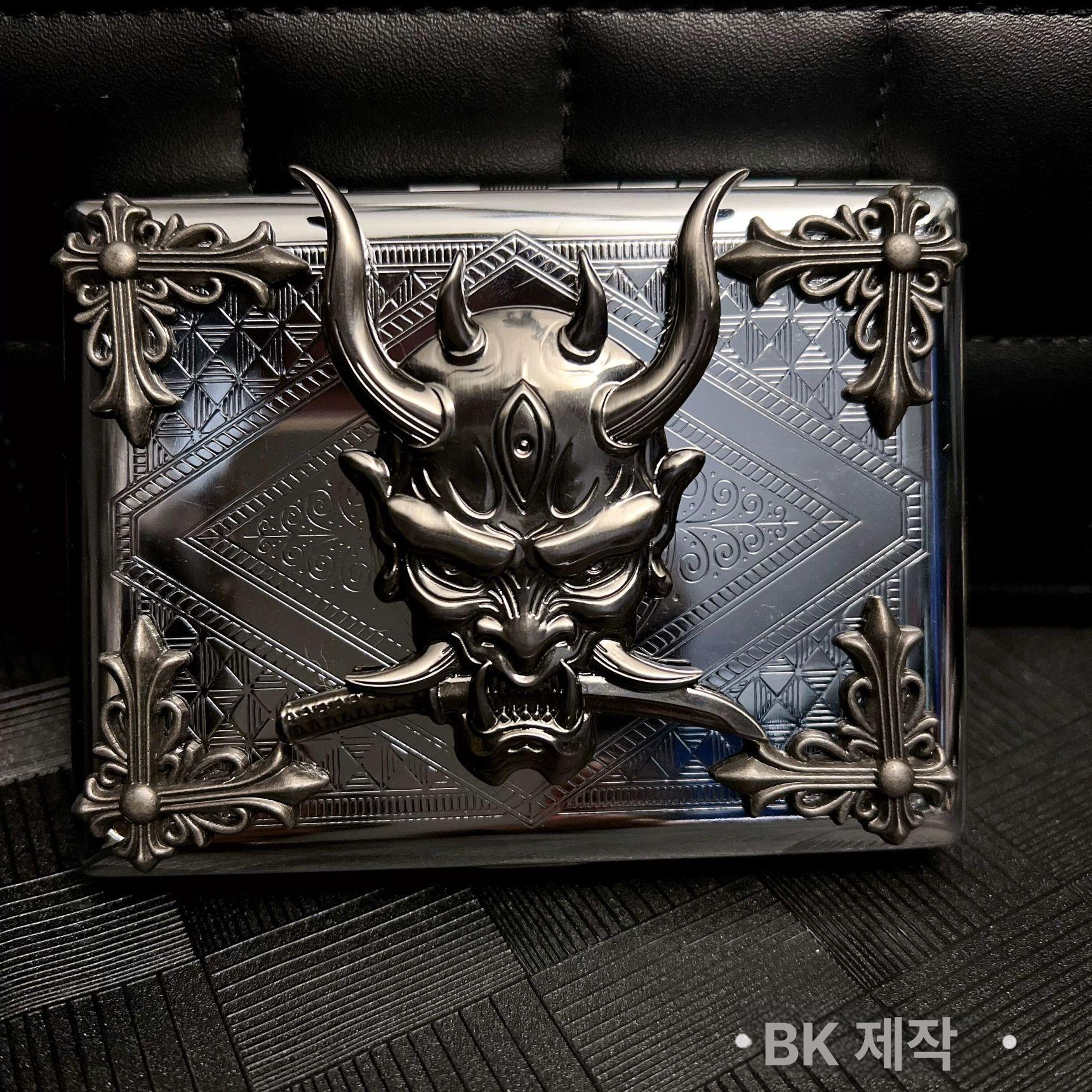 담배 케이스 사무라이 메탈 일본 도깨비 다크 간지템 다크워리어 10.5 x 7.8 x 1.5cm - 상세 이미지 3