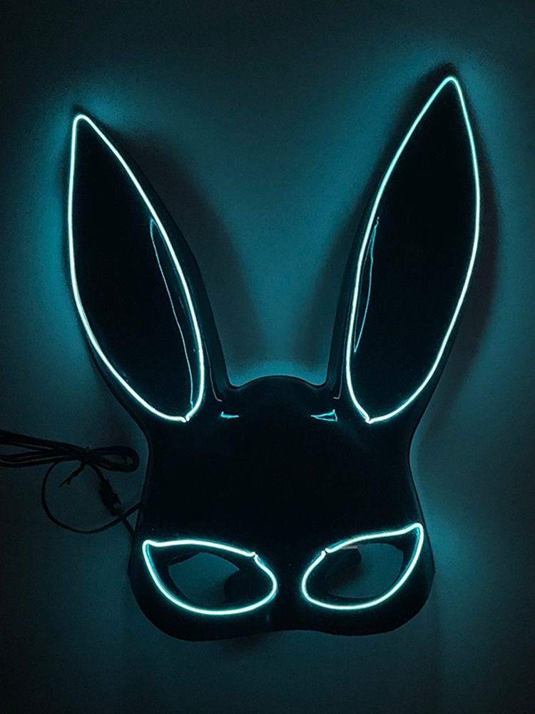 LED 발광 토끼 소품 인형탈 할로윈 바 공연 마스크 페스티벌 가면 - 상세 이미지 3
