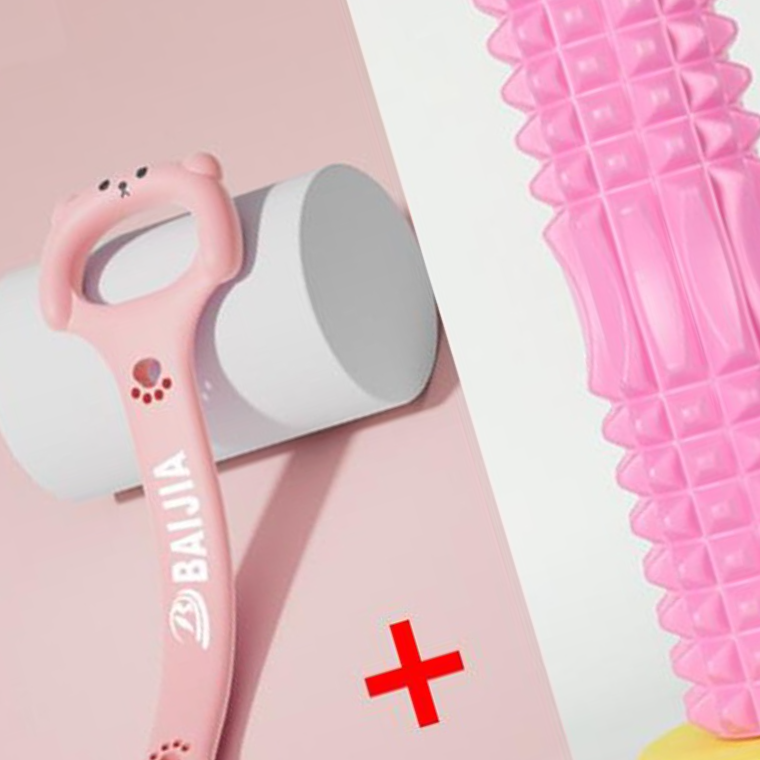 [2종1세트] 요가 미니 폼롤러 30cm+고무 탄력밴드 - 상품 이미지
