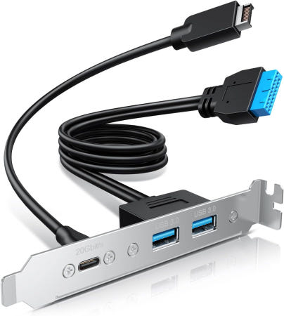 [해외]GRAUGEAR 20Gbps USB3.2 Gen2x2 USB-C 전면 패널 어댑터 마더보드 헤더 확장 케이블 및 USB-USB3.2 타입-E 키-A 20핀 19핀 USB3.
