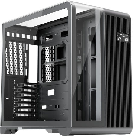 [해외]1ST 플레이어 RT7 블랙 에디션 게이밍 케이스 | 트리플 강화 유리 7개의 팬 지원으로 고급 냉각 USB-C 및 LED 디스플레이 하이엔드 빌드를 위한 넓은 공간 제공