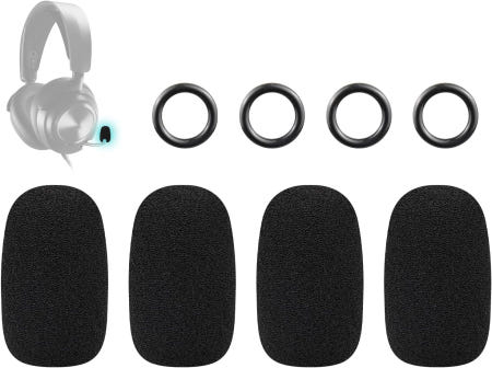SOULWIT 스틸시리즈 아크티스 1/3/5/7/7/7+/7P/7X+/7X+/7X+/7X+/9X/프로/프라임 노바 시리즈 헤드폰용 소울윗 4Pcs 보호 마이크 커버 윈드스크린 고밀도 Black