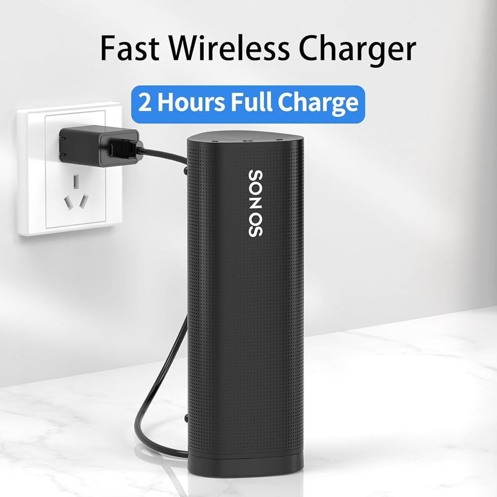Rounkin Sonos Roam Gen 2/1st와 블루투스 호환되는 휴대용 충전기, SL용 충전 (블랙) 무선 마그네틱 도크 베이스, 스피커용 전원 Black - 상세 이미지 3