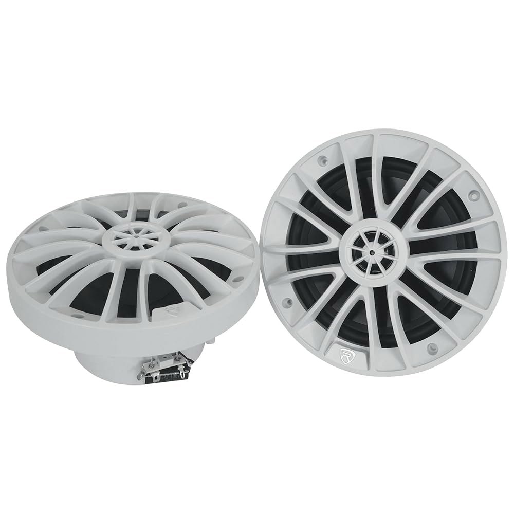Rockville RM-PREMIUM-65 화이트 16.5cm(6.5인치) 600W 스피커, 핸들링 보트 보트, 고출력 폴리 방수 4옴, 인젝션 UTV용 디자인, ATV 해양 및 - 상품 이미지