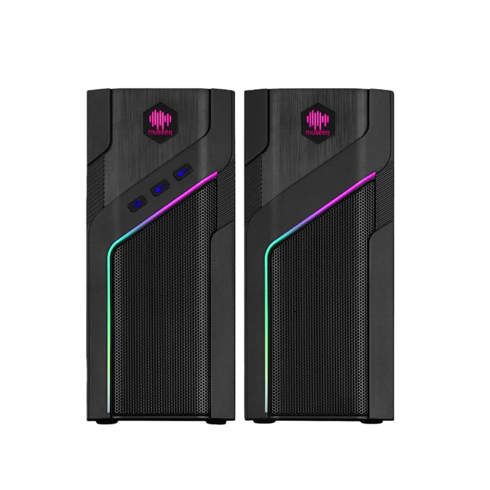 museeq W-206RE RGB 블루투스 및 설정을 USB 스테레오 터치 모드 게임 모니터용 위한 21가지 데스크탑 조명 PC 게이밍 LED 컴퓨터 사운드, 컨트롤 스피커, - 상품 이미지