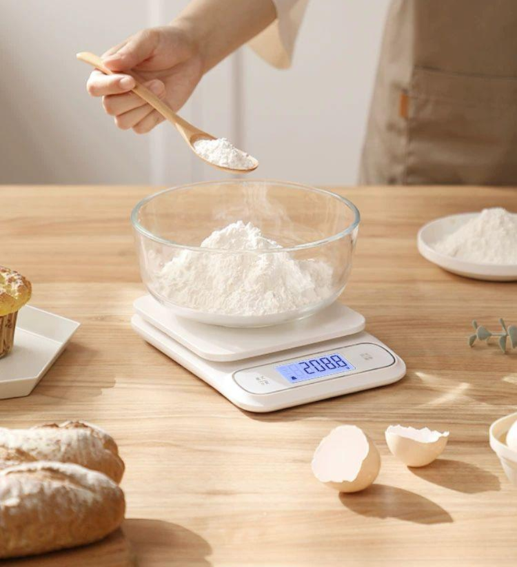 주방 전자 저울 가정용 계량기 요리용 베이킹용 카페용 화이트 배터리 5kg 0.1g - 상품 이미지