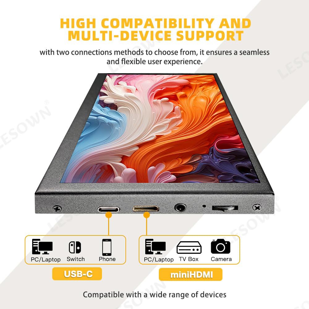 LESOWN 7인치 미니 소형 모니터 내장 PC용, 노트북 휴대폰 1024x600 USB LCD 스피커(P70D) IPS 스크린 외부 디스플레이, HD C 휴대용 - 상세 이미지 3