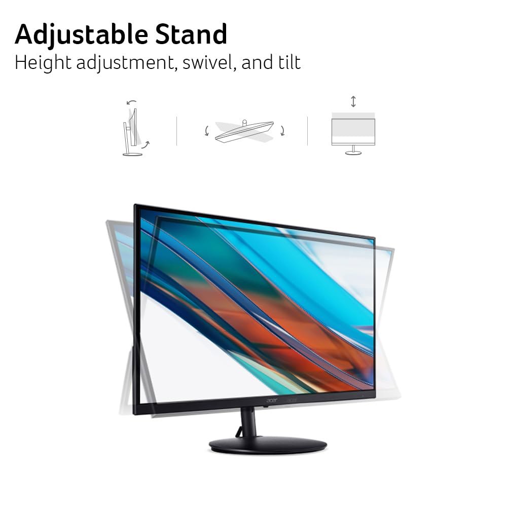 Acer SH242Y Ebmihx 23.8인치 FHD 제로 VGA 높이/회전/기울기 스피커 내장 조절 오피스 및 컴퓨터 프레임 1920x1080 모니터 스탠드 홈 가능한 FreeS - 상세 이미지 2