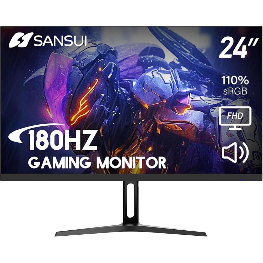 180Hz 모니터 24인치 PC, 컴퓨터 적응형 sRGB 블랙 디스플레이 포트 기울기 가능, 내장 110 스피커가 있는 VESA 조절 동기화, HDMIx2 FHD 1080p, 호환 - 상품 이미지