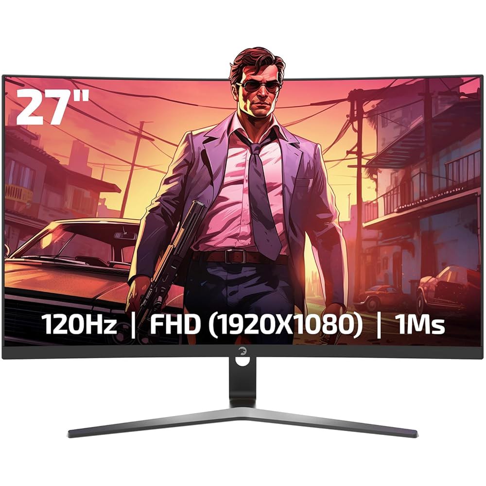 F20 27인치 곡선형 게이밍 모니터, 제로 HDR RGB 및 1ms AMD VGA 120Hz 1080p FreeSync, 지원, HDMI 시간, 디자인, 듀얼 백라이트, 스피커, - 상품 이미지