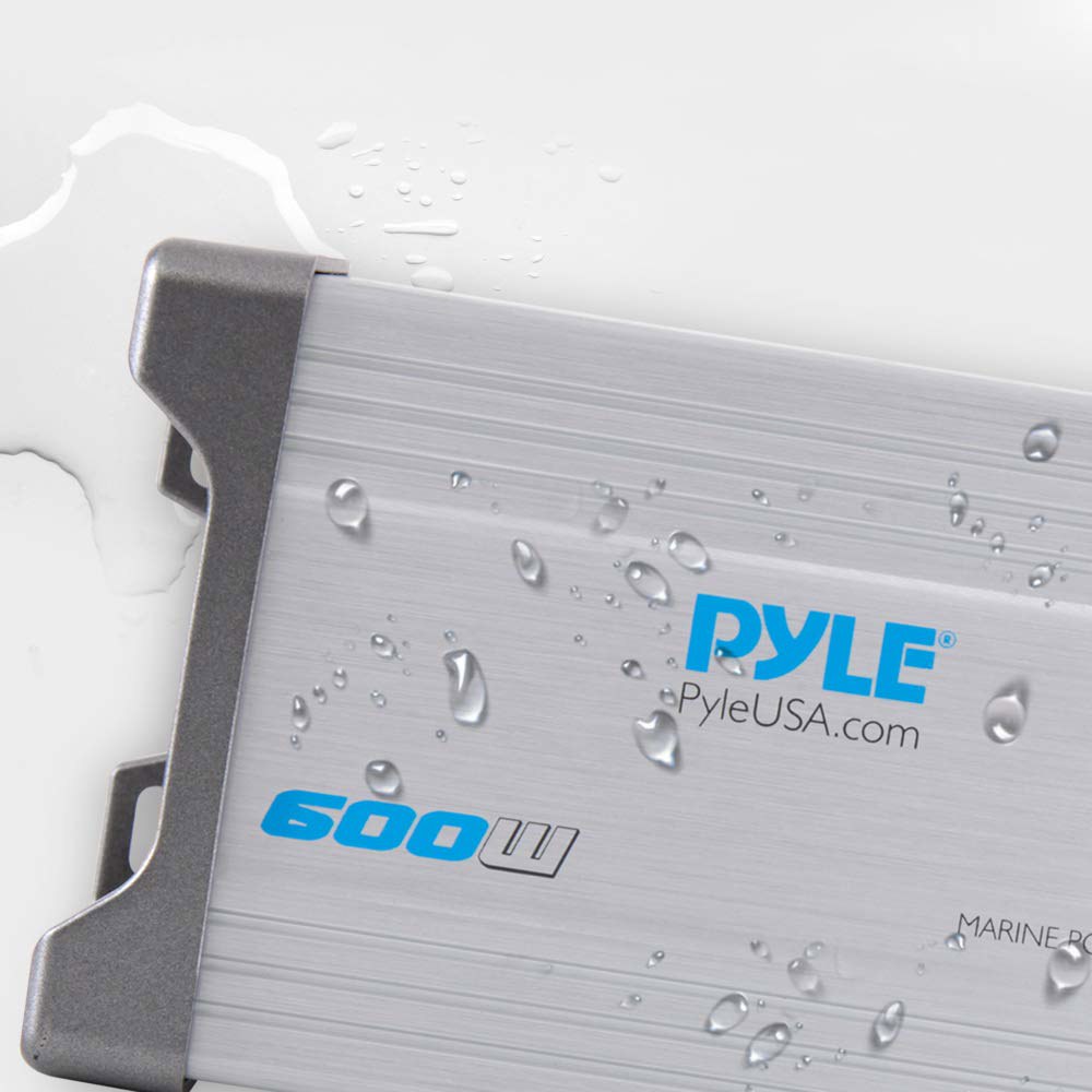Pyle 2채널 해양 앰프 수신기 600와트 우퍼 방수 - 케이블 보트 오디오 전력, 내후성 PLMRMP2A 선박용 입력 기타 서브 스피커 스테레오 RCA, AUX MP3 유선 - 상세 이미지 3