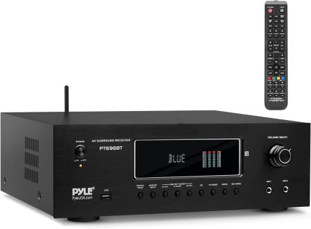 Pyle [해외]Pyle 1000W 블루투스 홈 시어터 수신기 - 4K 울트라 HD 3D 비디오 및 블루레이 패스스루 지원 HDMI/MP3/USB/AM/FM 라디오를 갖춘 5.2채널 서라운