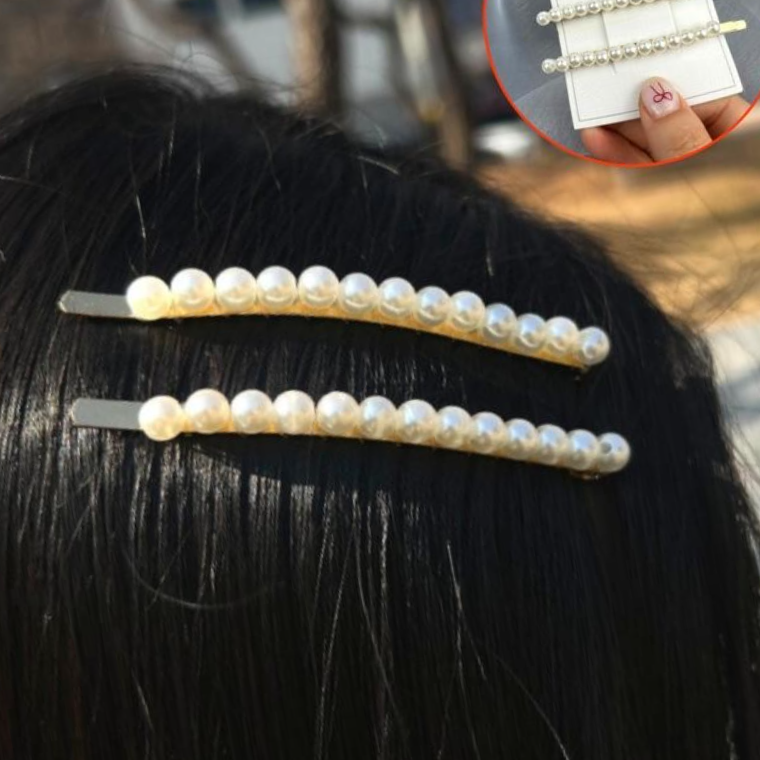 진주 곡선 헤어핀 2P 여성 웨딩 파티 데일리 머리핀 소형 장식 꾸밌 - 상품 이미지