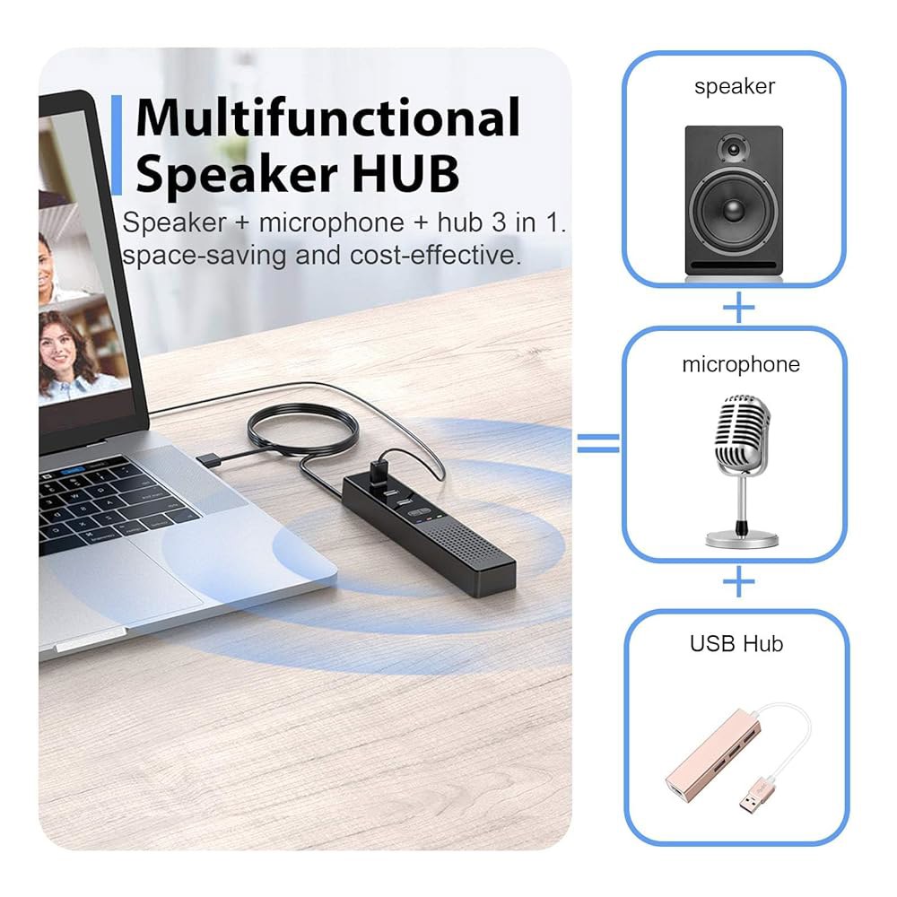 Cykvis 3 in 1 USB 컴퓨터 스마트 온라인 포함, 픽업, 학습용, 있는 소음 PC 마이크 감소 및 노트북 향상된 음성 오피스 스피커, 홈 마이크가 회의 360도 - 상세 이미지 2