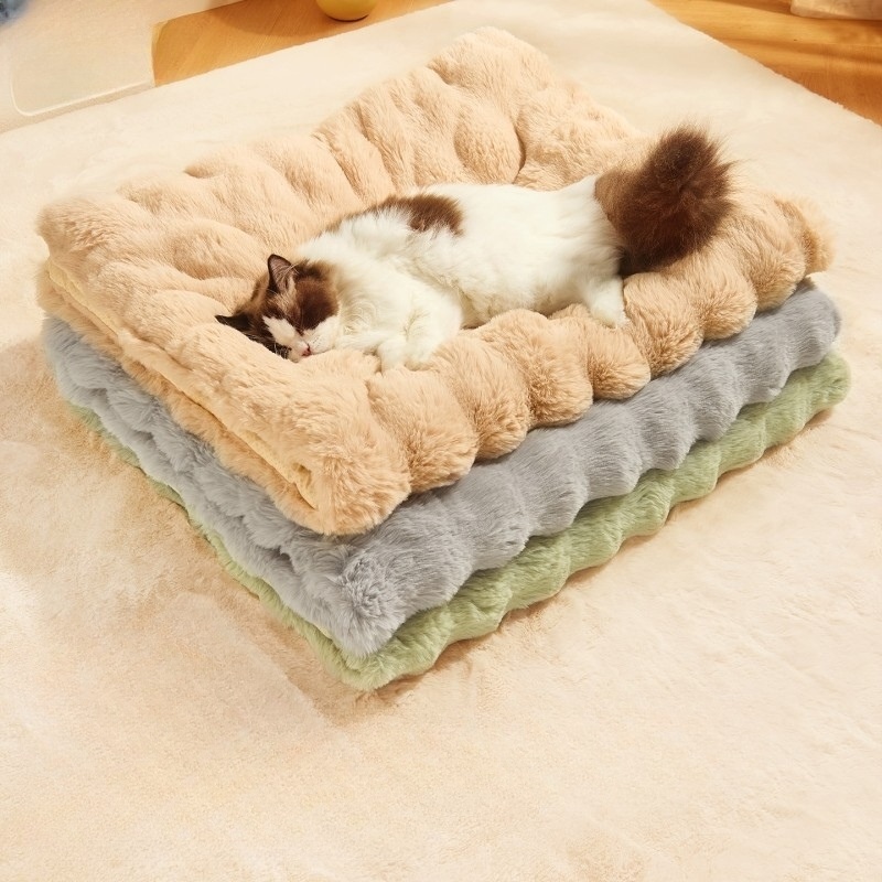 고양이 강아지 방석 포근한 솜털 극세사 따뜻한 물세탁 가능한 겨울 사계절 푹신한 침대형 - 상품 이미지