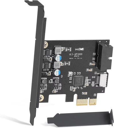 [해외]Sinefine PCIe x1 to USB 3.2 Gen1 5Gbps 19핀 전면 패널 헤더(Type-C 헤더로) + 3.0 20핀 소켓 확장 카드 Type-E 내부 UP3