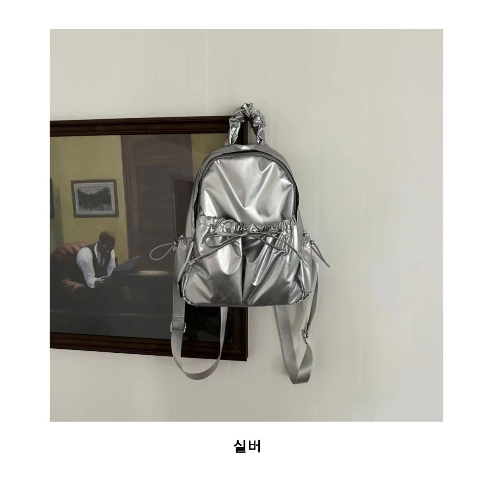 가벼운 캐주얼 미니 백팩 아담한 미니멀 배낭 작은 리본 셔링 데일리 경량 백팩 이미지 6