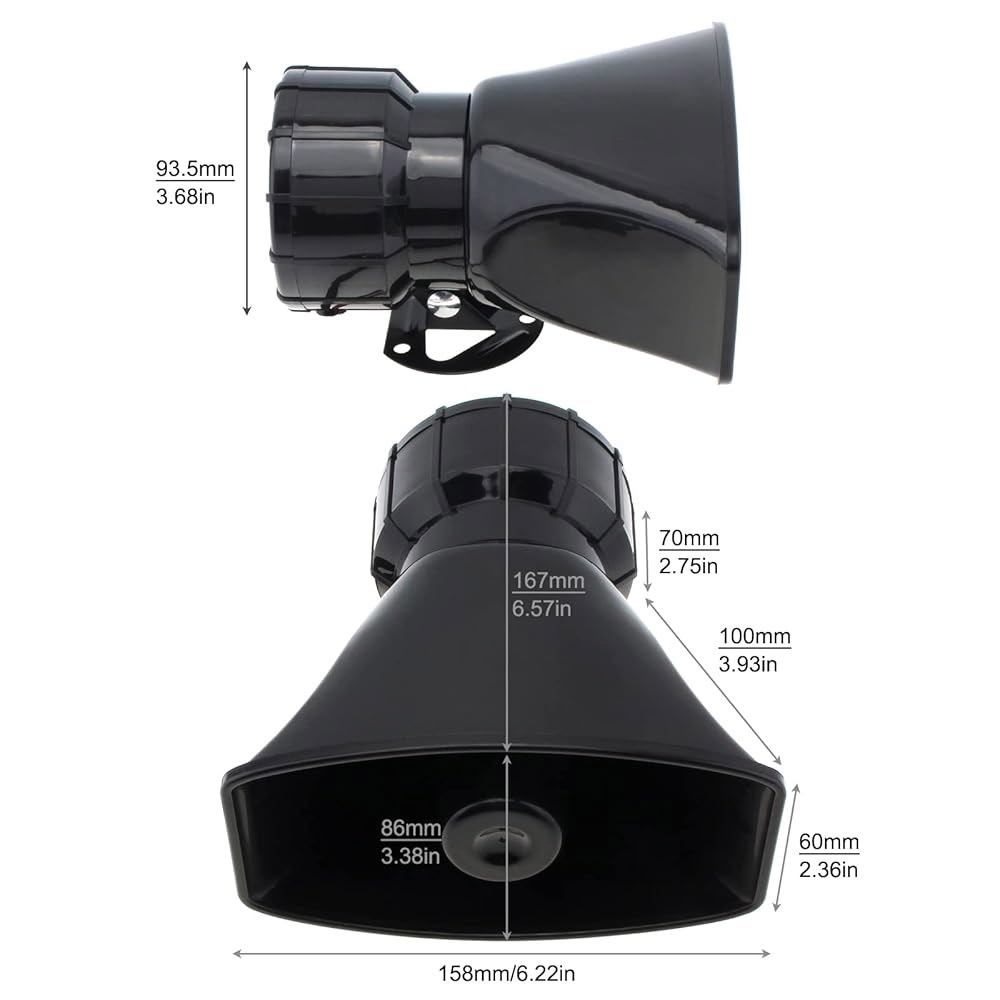 DriSentri 자동차 스피커 100W 9가지 사운드 경고 12V 스피커, 포함, 기능, 혼 120-125dB 전자 사이렌 알람 후크 브래킷 통화 - 상세 이미지 2
