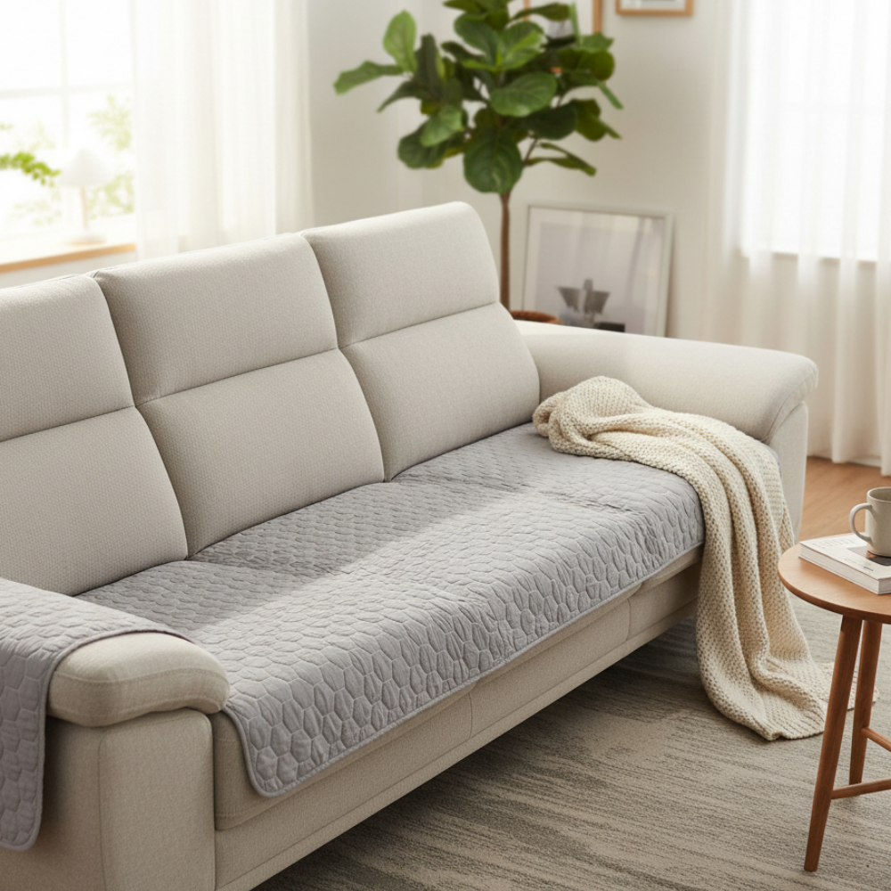 홈집합 코튼 퀼트 핵사곤 소파패드 거실패드 블랙, 3인용