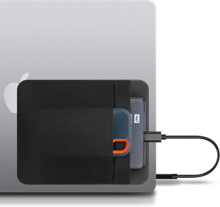 Lacdo Lacdo 휴대용 외장 하드 드라이브 케이스 노트북용 홀더 홀더에 2포켓 접착 파우치 스틱 2.5인치 시게이트 WD 도시바 HDD SSD 케이블 매직 마우스 블랙 장착 Black