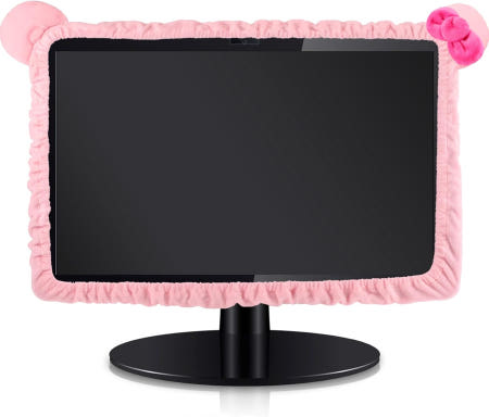 [해외]고양이 귀 디자인의 리마그 1개 20인치-29인치 카와이 컴퓨터 모니터 커버 털복숭이 귀여운 핑크 먼지 보호기 사랑스러운 액세서리 노트북 TV LCD 화면 장식 태블릿용