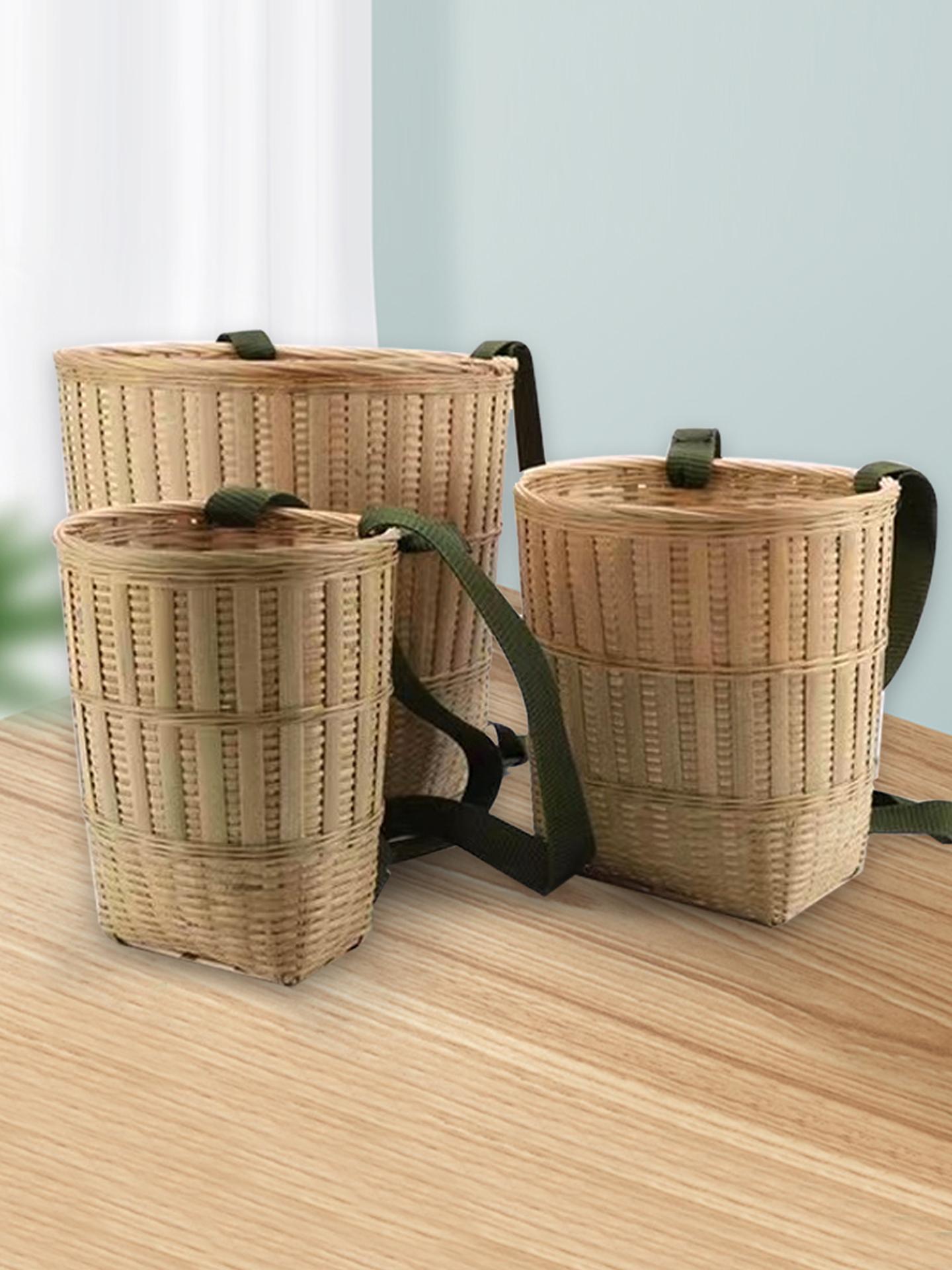 나물 채취 배낭 채취용 가방 농산물 수확 야외 약초 둥근통 소형 20 x 20cm 120cm 이하 - 상품 이미지
