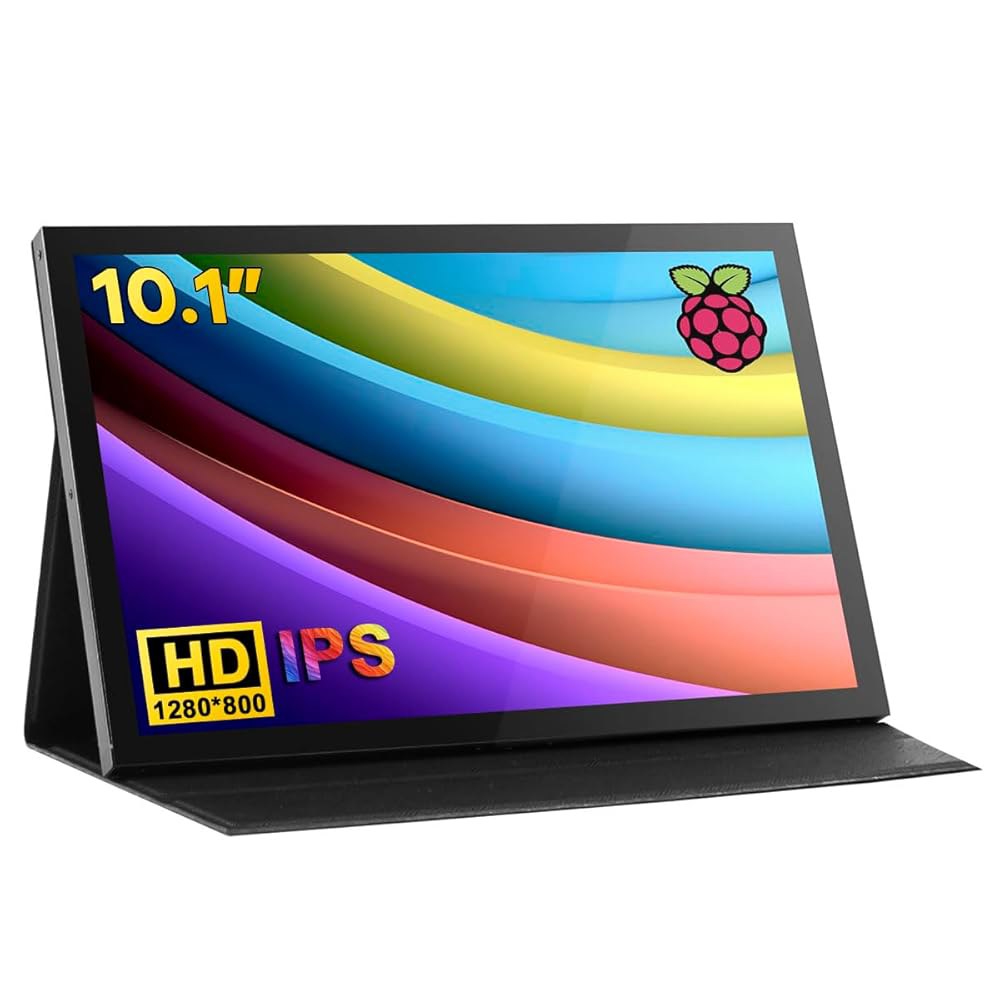 Hosyond 10.1인치 LCD 터치스크린 IPS PS4 쉘 스크린 휴대용 1280x800 HDMI 5/파이 스피커 모니터 4/3B+ 라즈베리 7/8/10용 디스플레이 파이 내장 - 상품 이미지