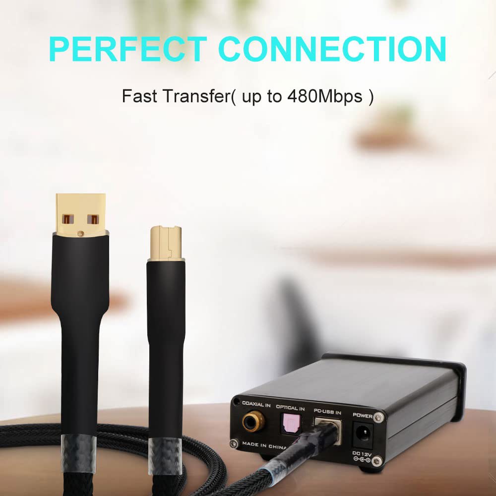 Monosaudio Audiophile USB 케이블 4N 스피커, A 앰프, 순수 (1.5m/4.9피트) B OFC 프린터, 금 99.998 케이블, DAC, 오디오용 USB2. - 상세 이미지 2