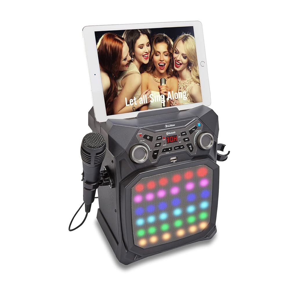 Starion KS350-B 휴대용 블루투스 노래방 라이트 위한 홀더 수신기 태블릿 녹음 포트 기계 및 스피커 쇼 재생을 l 배터리 USB 충전식 내장 MP3 - 상세 이미지 2