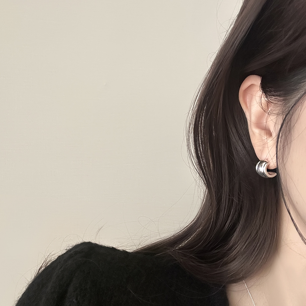 silver925 반달 볼드 링 귀걸이 실버925 데일리 심플 하객룩 데이트코디 이미지 7
