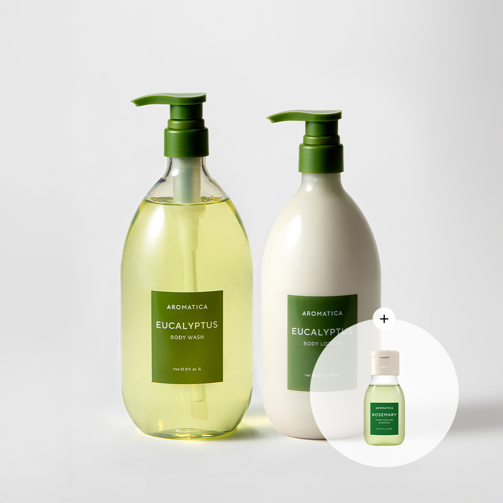 [샴푸미니증정] 아로마티카 유칼립투스 바디로션 750ML + 바디워시 1L - 상품 이미지