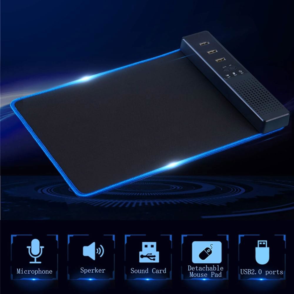 EMHFLYFN 컴퓨터용 USB 스피커, 3포트 스피어, 앤 플레이, 플러그 패드 음소거, 있는 PC 마이크가 허브, 마우스 원키 - 상세 이미지 2