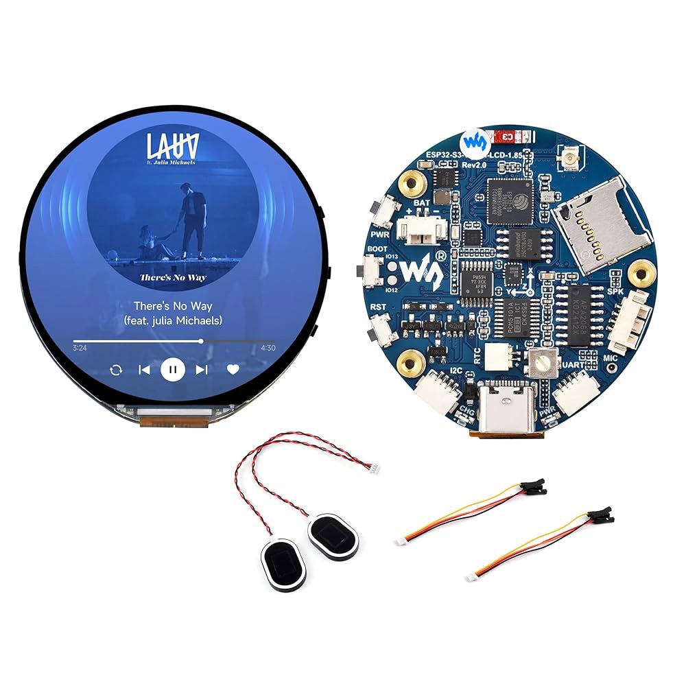 ESP32-S3 1.8인치 원형 디스플레이 개발 작용 오프라인 음성 포함 8 보드, IPS 360 360 LCD, 및 2W 오디오 코덱, 스피커 지원, AI 인식 240MHz, - 상품 이미지