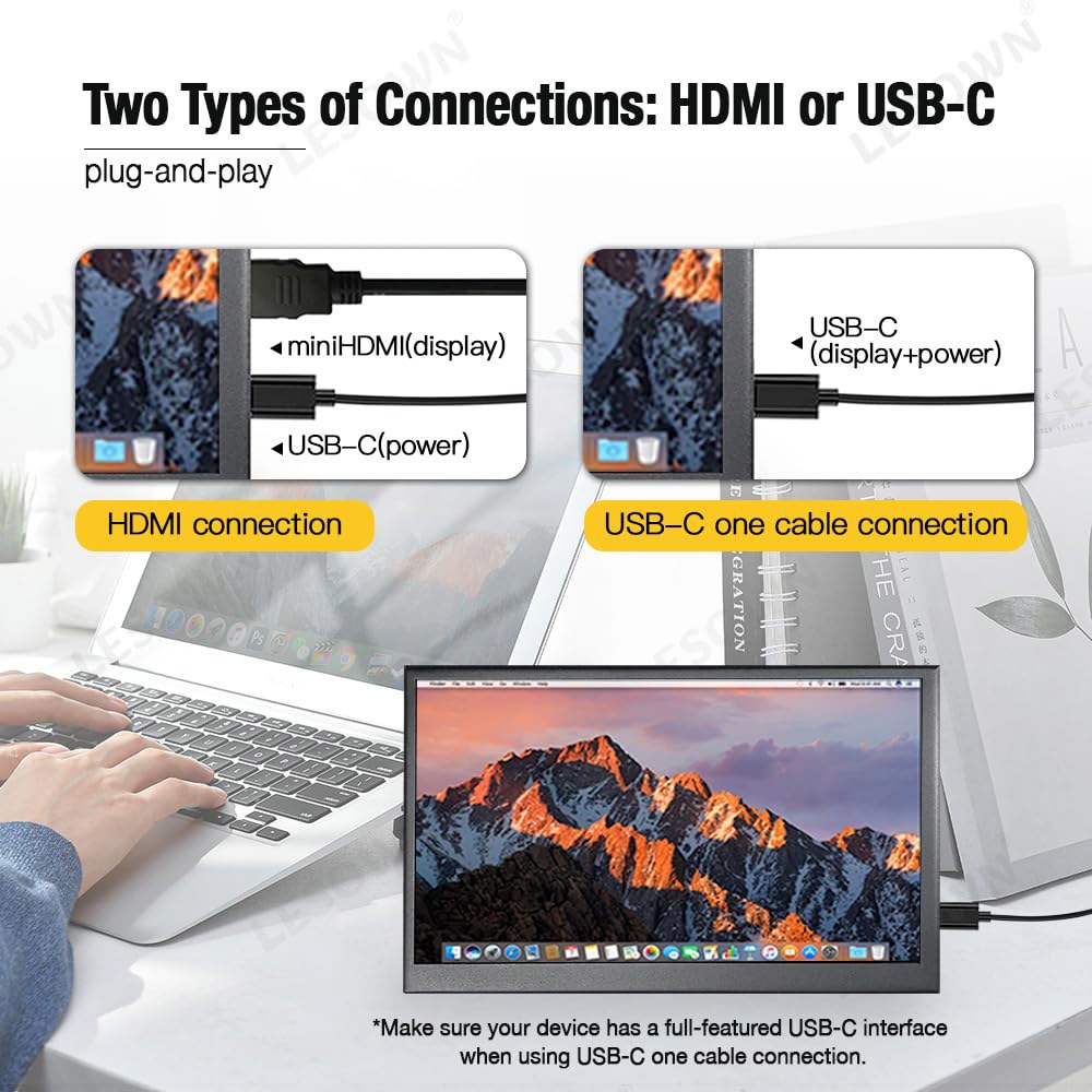 LESOWN 7인치 미니 소형 모니터 내장 PC용, 노트북 휴대폰 1024x600 USB LCD 스피커(P70D) IPS 스크린 외부 디스플레이, HD C 휴대용 - 상세 이미지 2