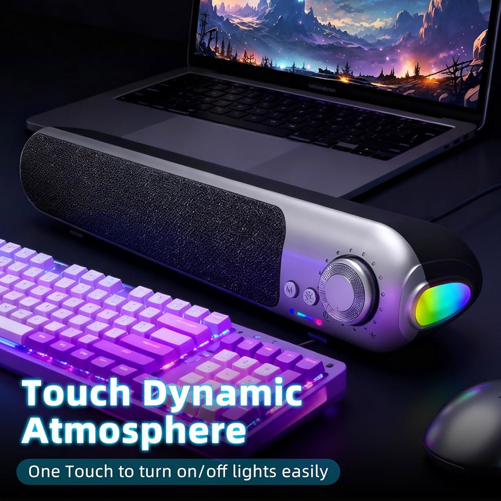 odopodop Computer Speakers for Desktop PC with 7 - Color Pulsating LED, 10W Output, Bluetooth & USB - 상세 이미지 3