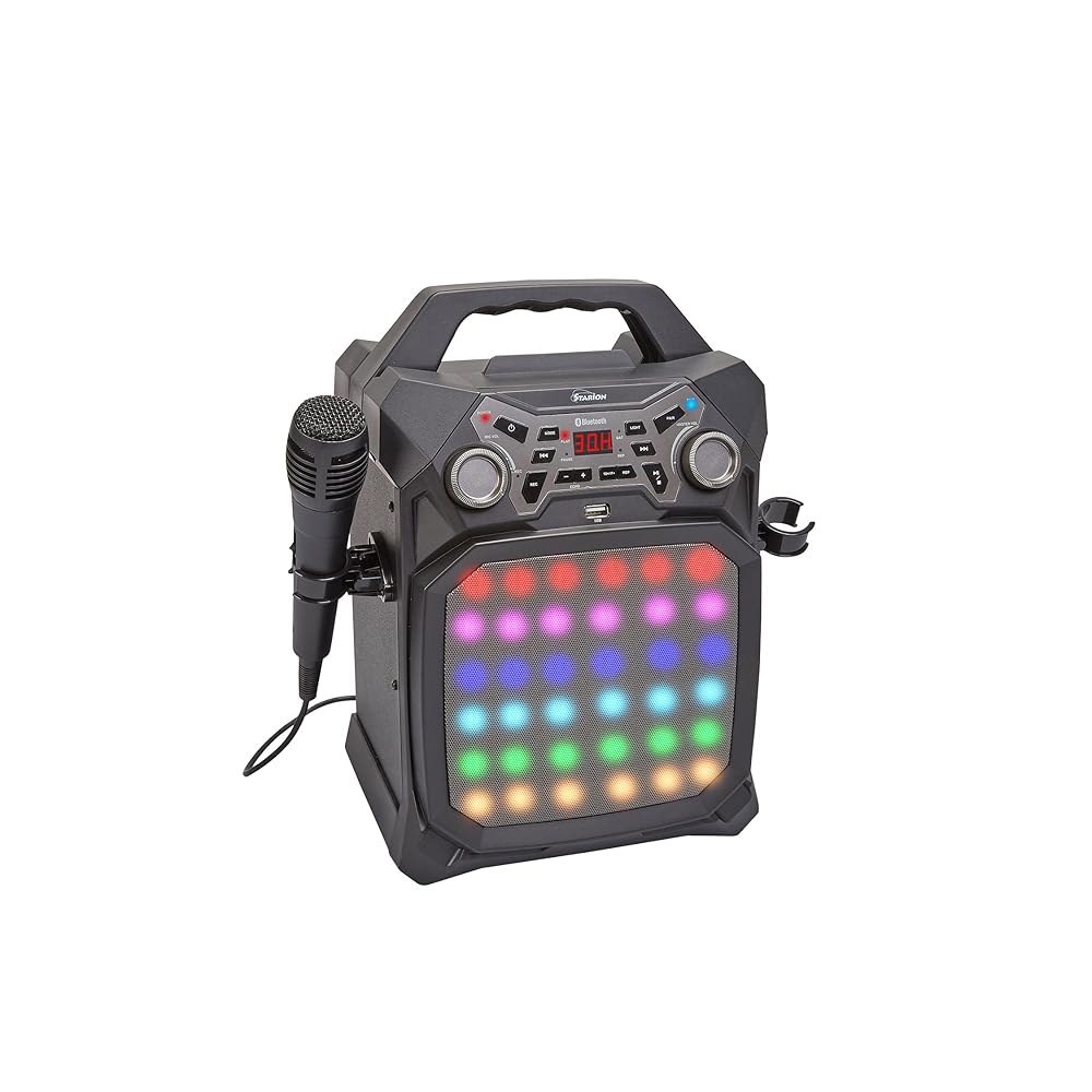 Starion KS350-B 휴대용 블루투스 노래방 라이트 위한 홀더 수신기 태블릿 녹음 포트 기계 및 스피커 쇼 재생을 l 배터리 USB 충전식 내장 MP3 - 상품 이미지