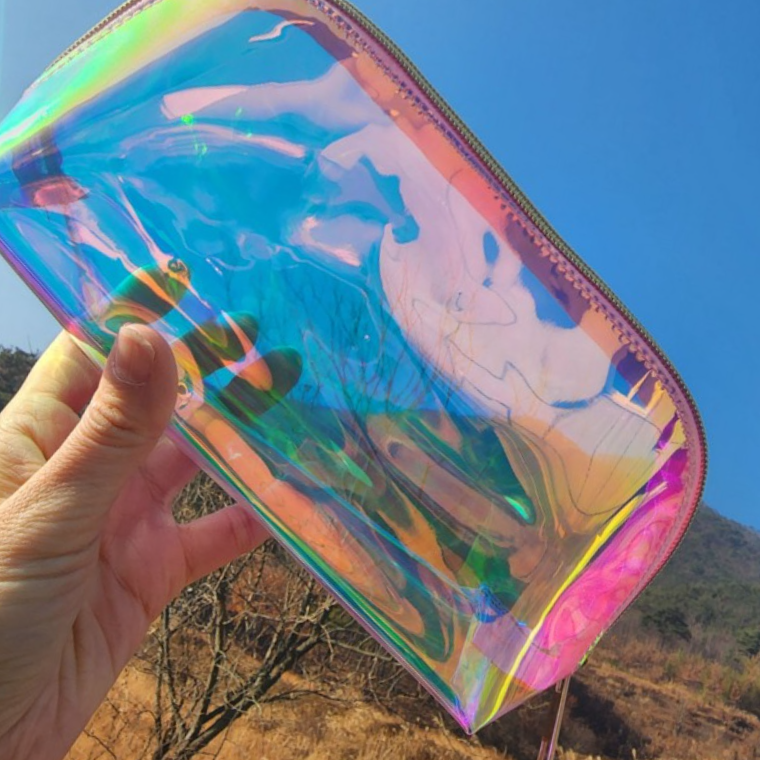 투명 홀로그램 만두 화장품 파우치 pvc - 상품 이미지
