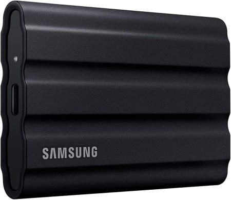 [해외]삼성 T7 쉴드 1TB 최대 1050MB/s USB 3.2 Gen2 러기드 IP65 등급 사진작가 콘텐츠 크리에이터 및 게임용 휴대용 외장 솔리드 스테이트 Black 1 T