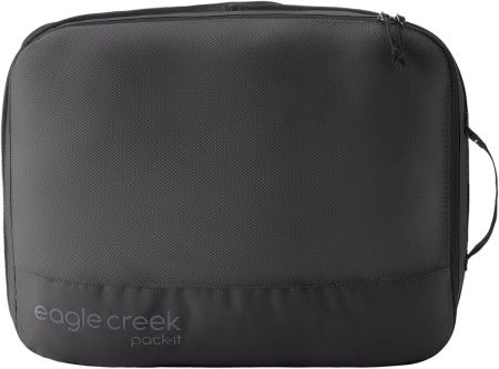 [해외]이글 크릭 팩-잇 확장 큐브 공개 - 여행용 조절 가능한 수납 내구성 있는 압축 지퍼 방수 반투명 패브릭 지속 가능 대형 블랙 Black