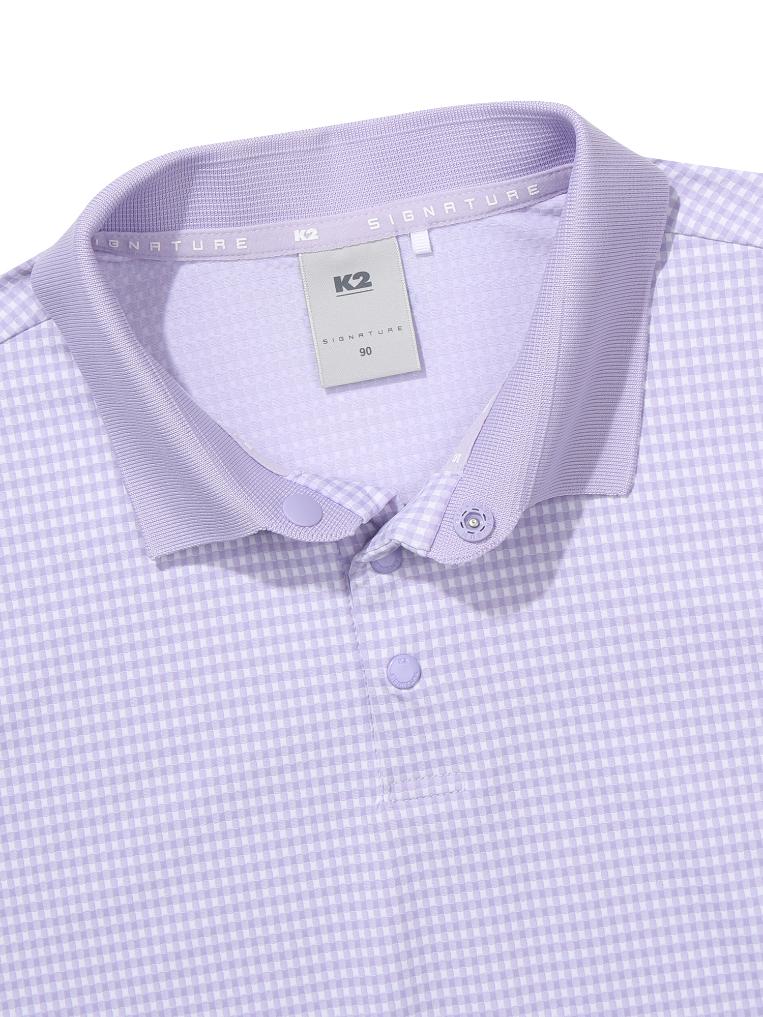 [본사직영] K2 여성 시그니처 까르비코 체크 반팔 폴로 W Lavender KWM25264V2 - 상세 이미지 4